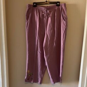 Courtenay Lavender Joggers with Embroidered Detail
